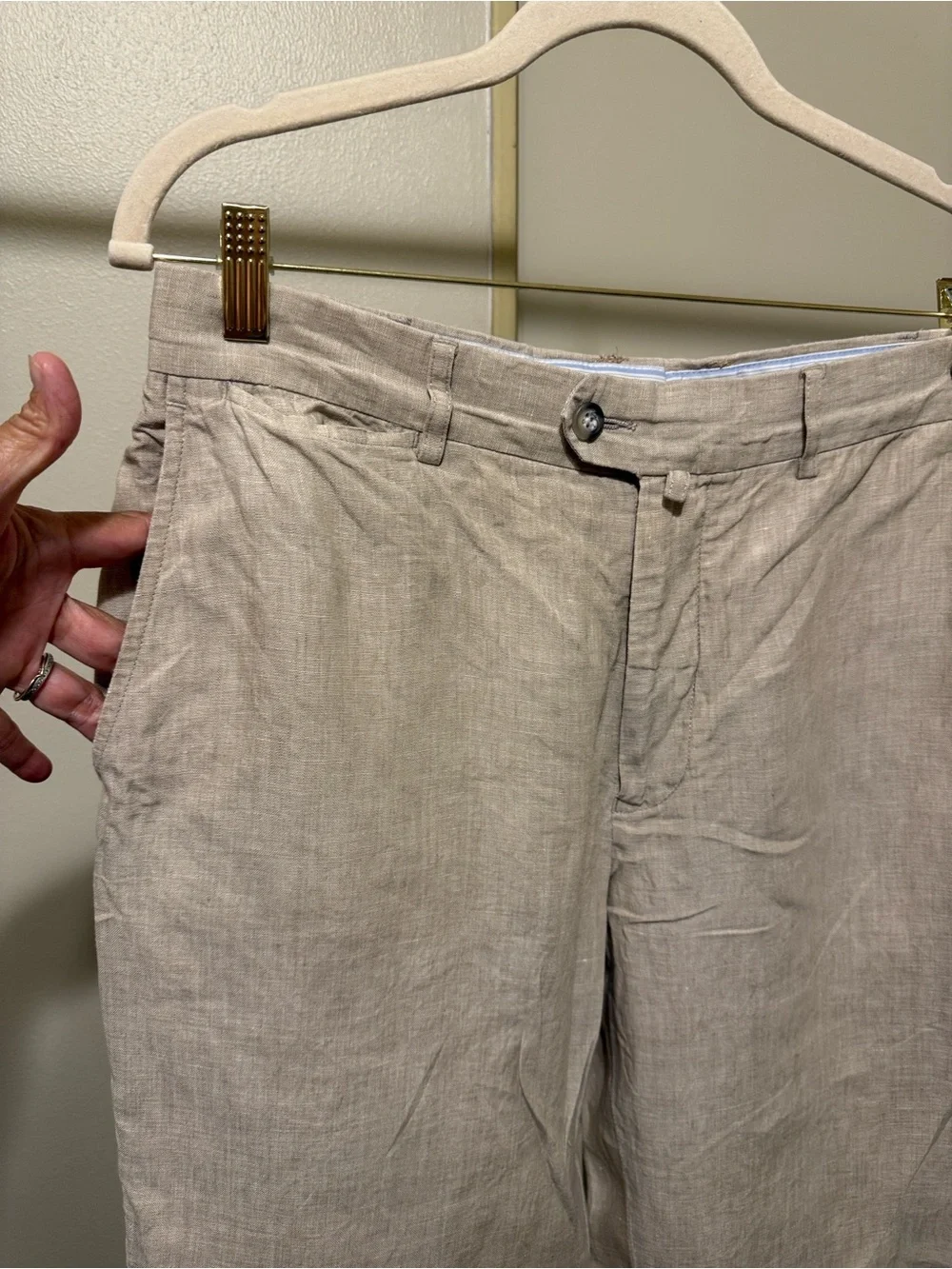 Faconnable Men's Beige Linen Blend Pants size 35